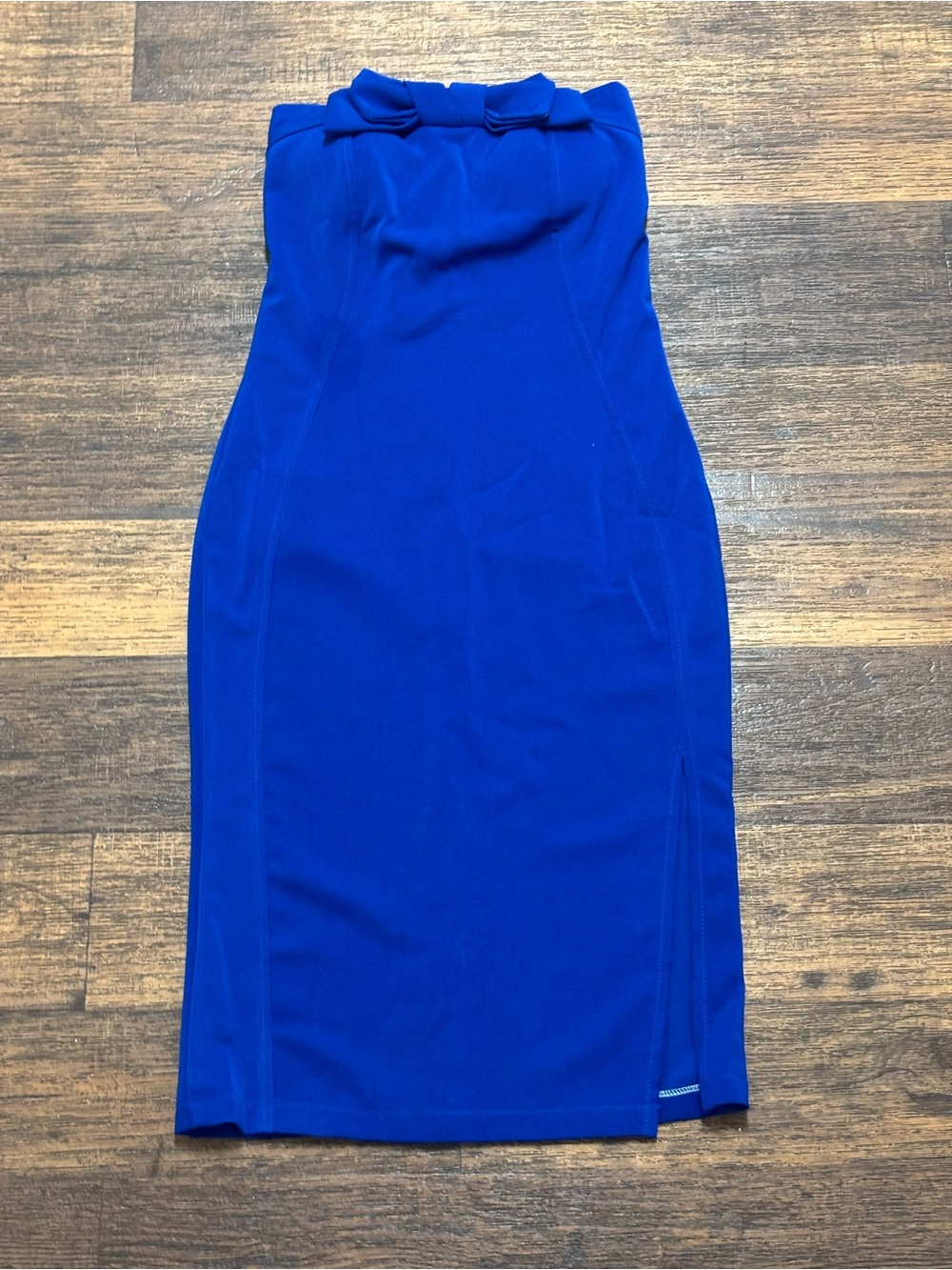 Sara Strapless Bow-Detail Cobalt Blue Sheath Dress